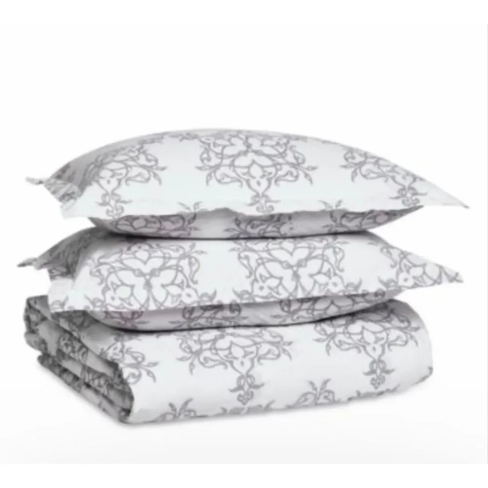 John Robshaw Kajal Gray Queen Duvet 2 Std Sham 1 Euro Sham NWT $615 Retail